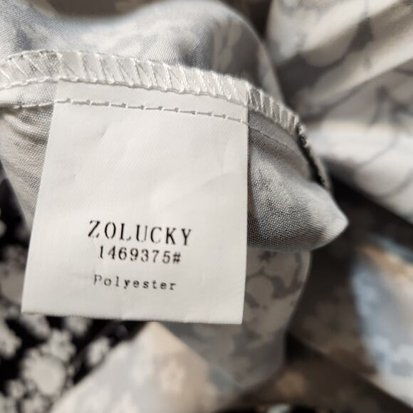 ZOLUCKY Black White Floral SS V Neck Neutral Classic Maxi Dress Cottage Women 2X - Picture 6 of 12